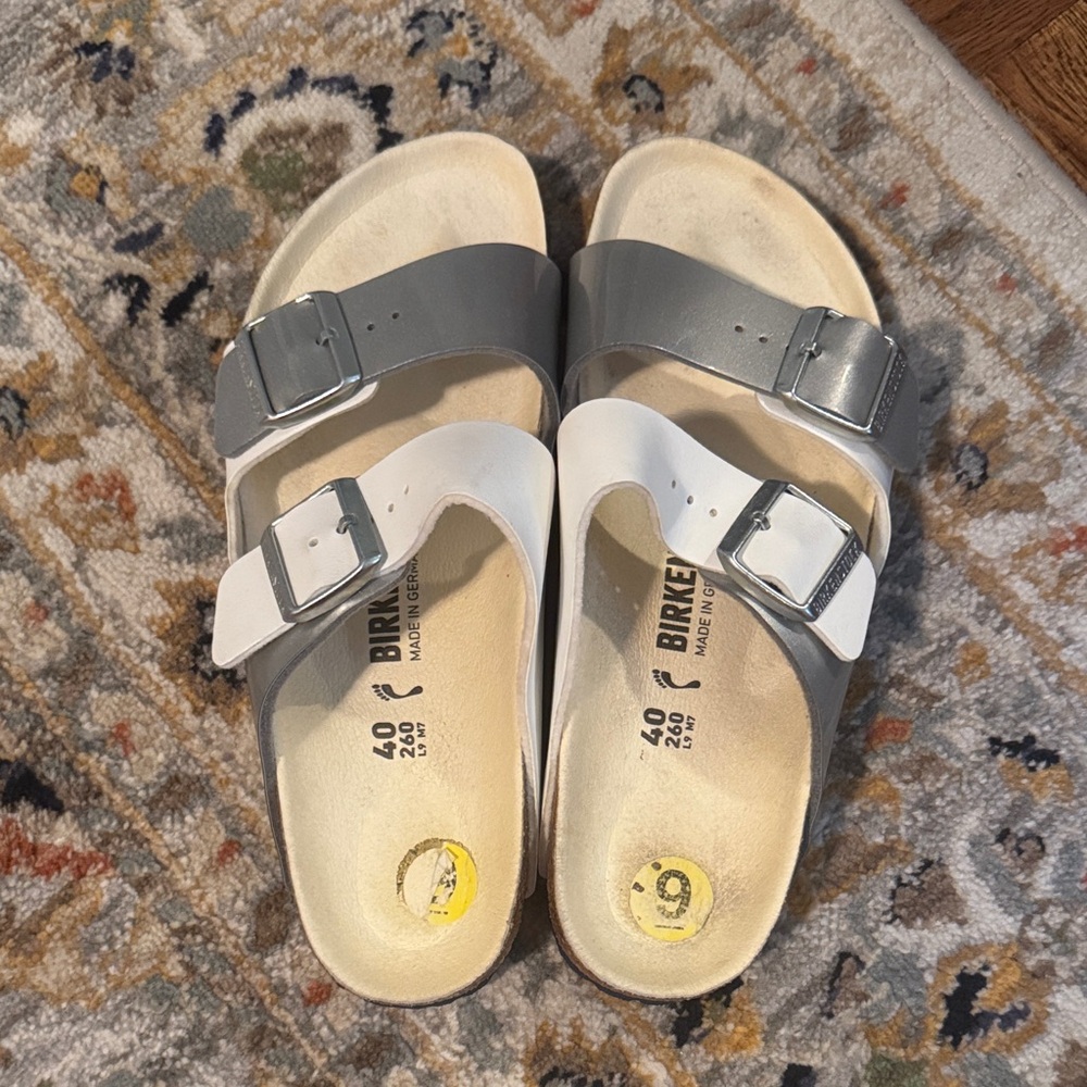Birkenstock Sandals - Gray and White